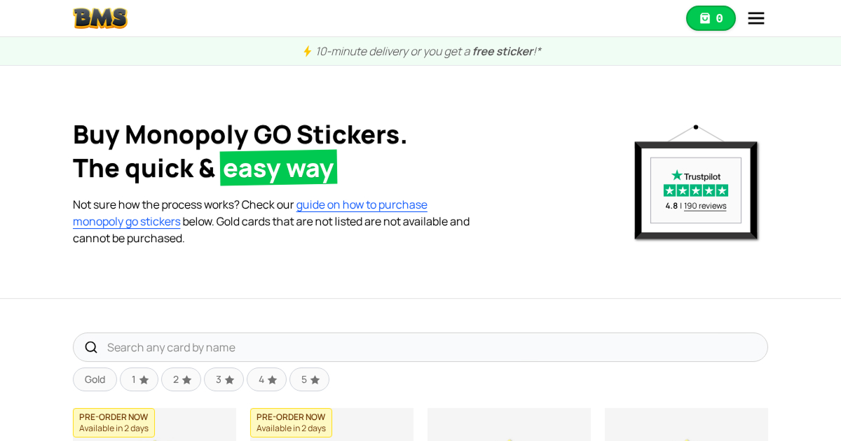 Help center bms buy monopoly go stickers
